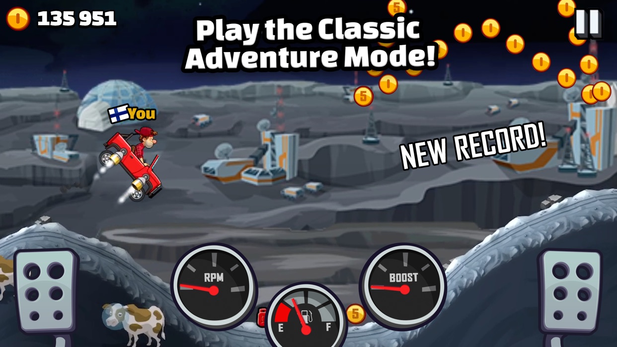 Hill Climb Racing 2 — прыжок на фоне закатного неба